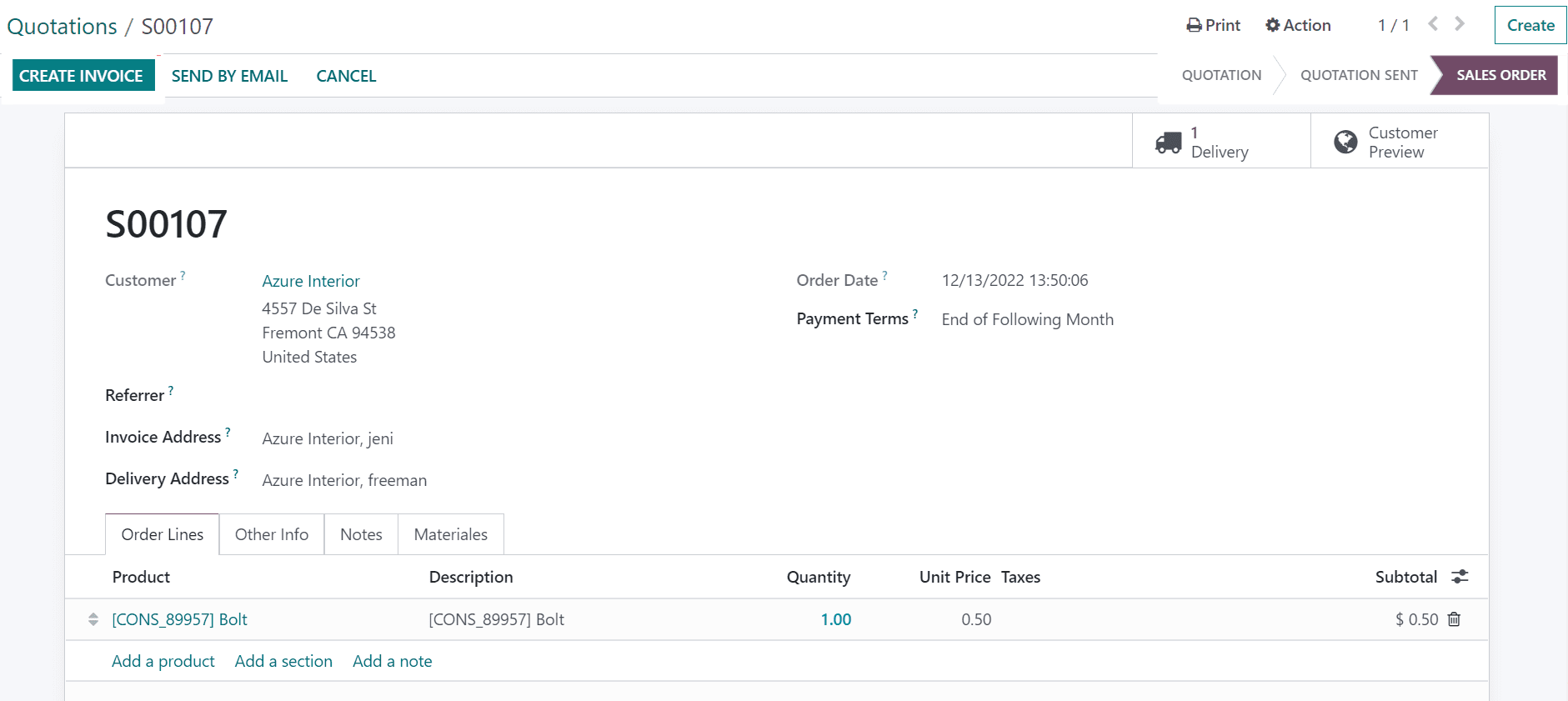 Invoice your customers as usual, from Odoo.