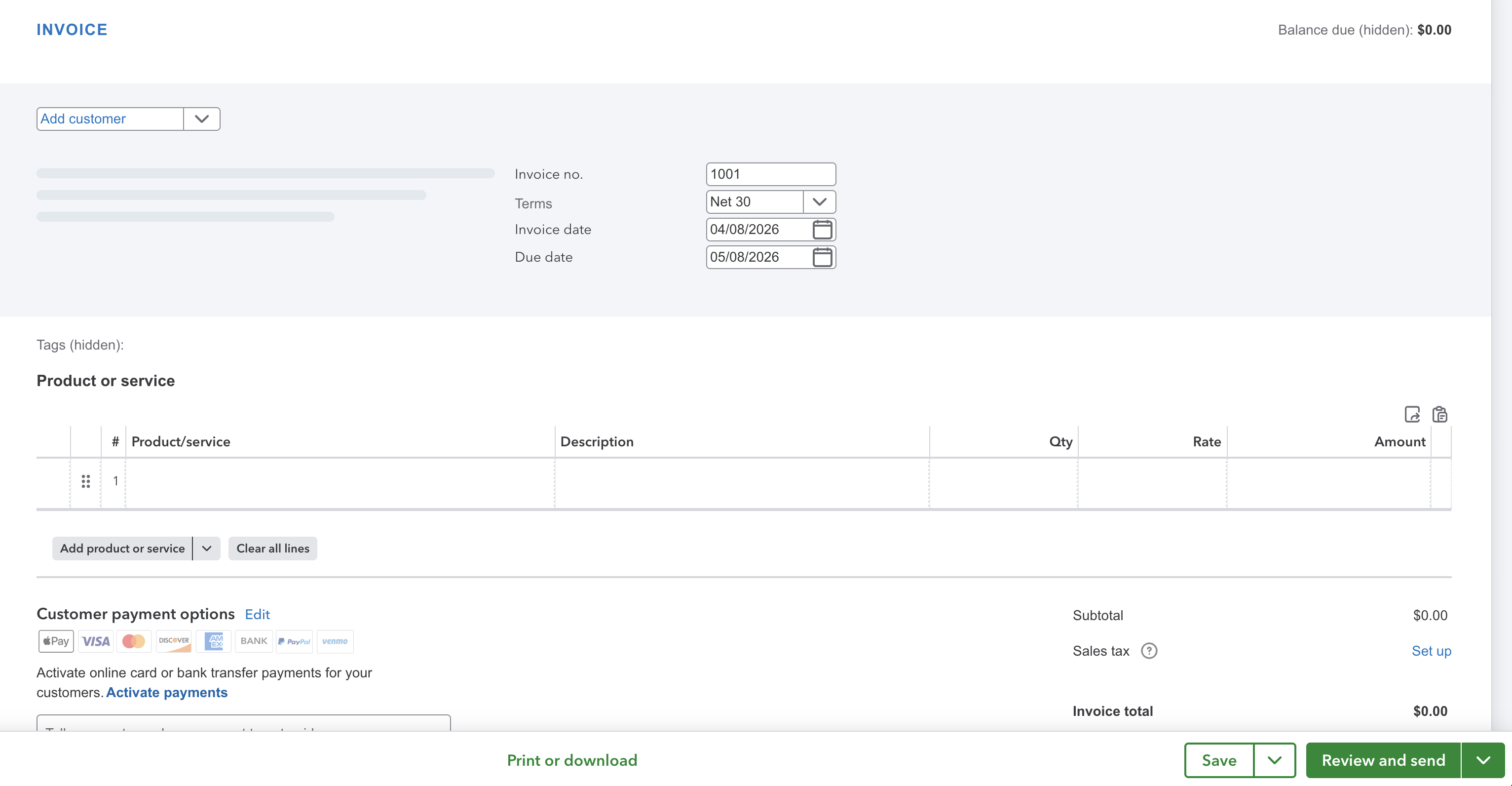 Invoice your customers as usual, from QuickBooks.